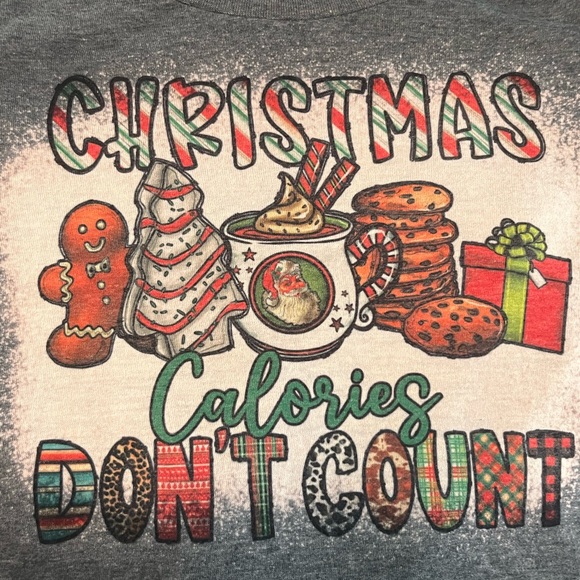 Christmas Calories Don’t Count Long sleeve tshirt size large - Picture 3 of 5